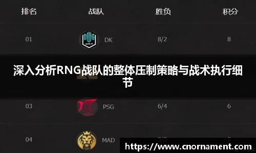深入分析RNG战队的整体压制策略与战术执行细节